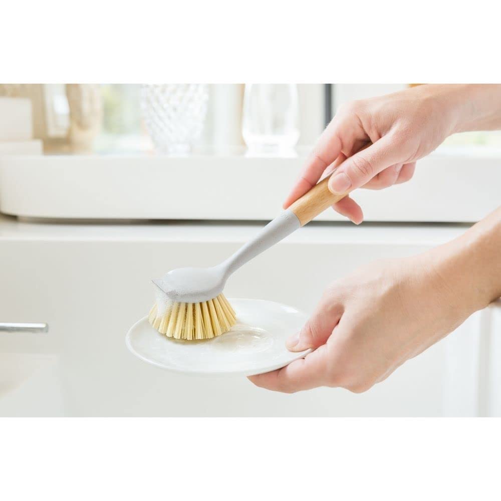 Vigar - Cepillo Limpia Biberones, Botellas y Vasos - Accesorio de Limpieza Multiusos - Colección Zeroline - Con Palo de Bambú y Cerdas de Nylon - Gris