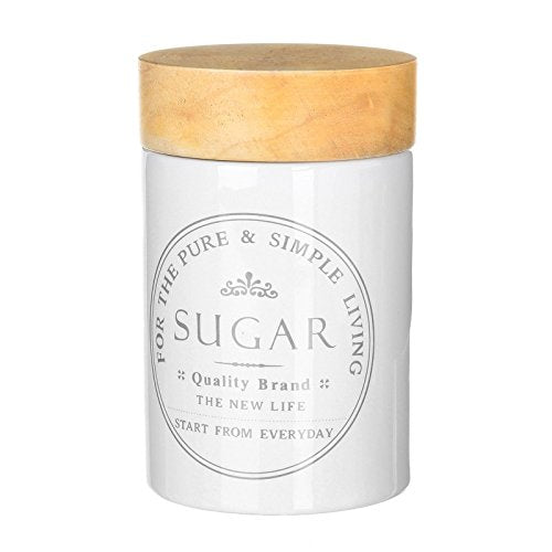 Azucarero pure living stoneware 10 x 10 x 15,50 cm capacidad: 700 cc. con tapa de madera de roble. (Azucarero)