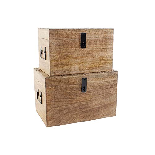 Juego de 2 Caja de Madera Mango Mandala 40x25x26