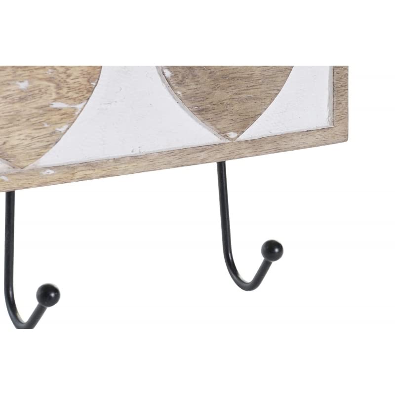 Perchero de Pared Mango Madera Tallado Estrellas 3 colgadores Metal