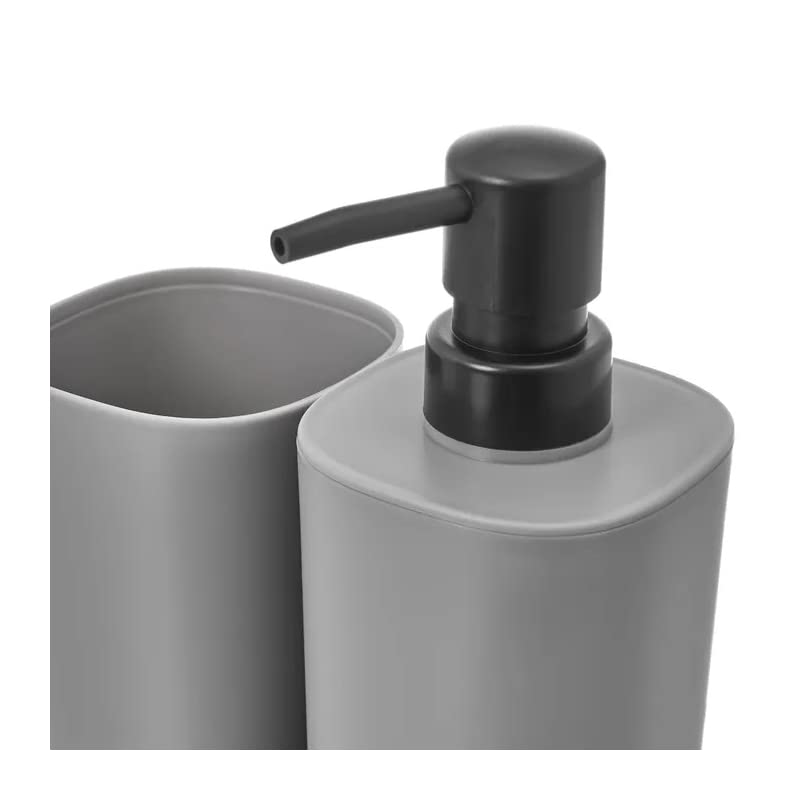 Set para el baño - Juego 3 Accesorios para Lavabo - Kit de 3 Piezas - 1x dispensador de jabón 1x Vaso 1x Bandeja