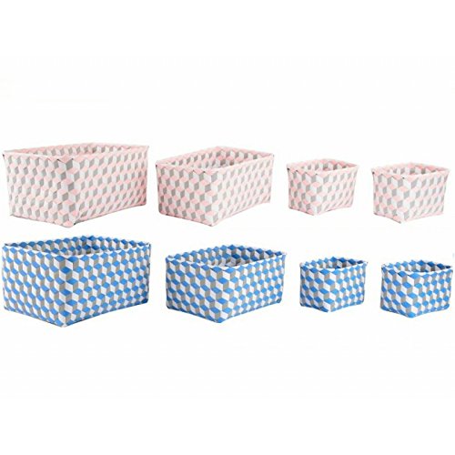 Juego de 4 cestas ordenacion rectangulares color pastel