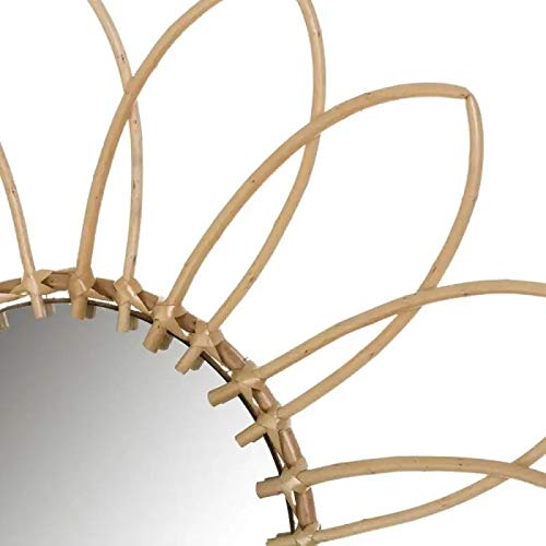 Espejo Rattan Natural Flor Moderno para salón de 55 cm