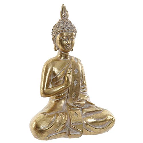 Figura Buda Resina Dorado Decoracion 24 cm