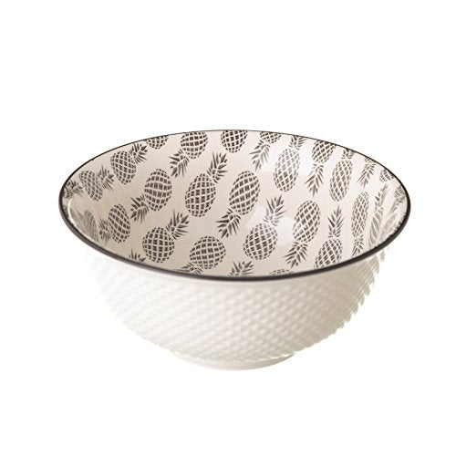 Pack 4 bol piña gris 600cc porcelana .