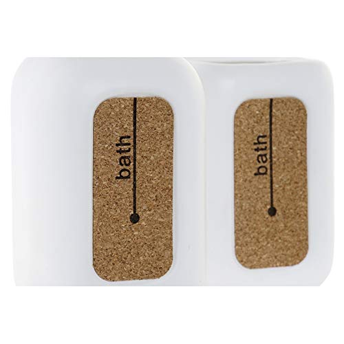 Set de baño Porcelana con Corcho Blanco 7,5x5x16 cm