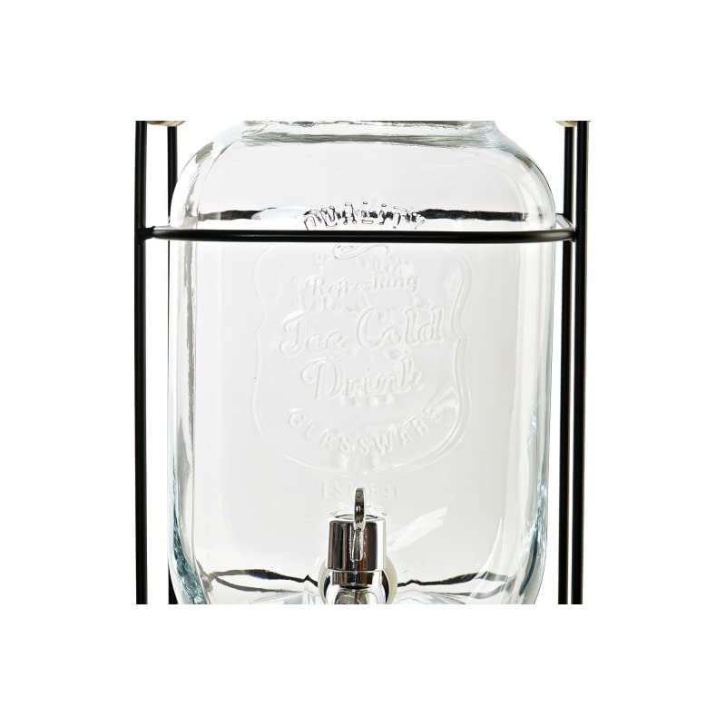 Dispensador Doble de Bebidas Cristal con Soporte Metal 4 L x2