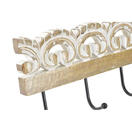 Perchero de Pared Mango Tallada 5 colgadores