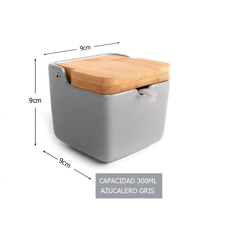 Salero Cocina Negro Ceramica con Tapa Madera para Cocina Factory