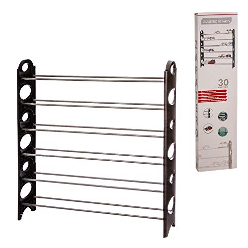 Zapatero Negro de Metal con 6 baldas de 93 x 94 x 20 cm