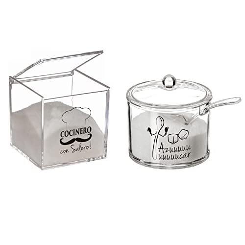 Salero y azucarero cocina original metacrilato de diseño frase cocinero con salero, recipientes acrilico almacenamiento