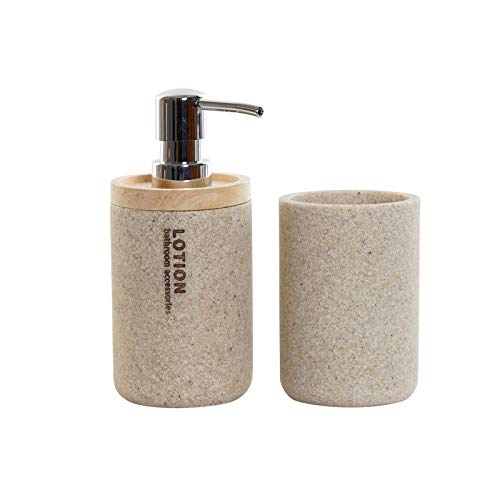 Set baño 2 Piezas Resina con Madera