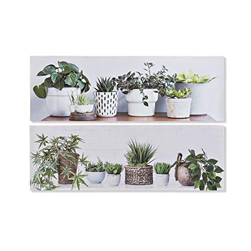 Set 2 Cuadro Lienzo macetas Plantas Verdes 90x30 cm