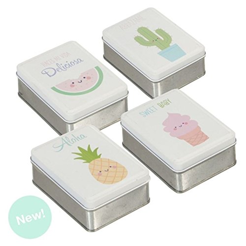 Set 4 cajitas Metal Infantil Frases Frutas