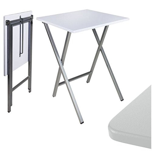 Mesa Cuadrado Plegable Blanca portatil Multifuncional, Mesas Auxiliares para casa 48x48x65 cm