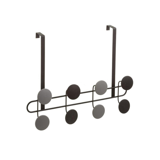 Percha Puerta 8 Ganchos Negro Metal 41x33x12 cm