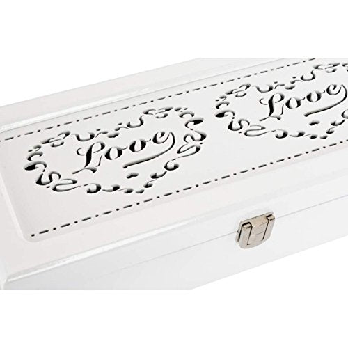 Joyero relojero de Madera Corazon Love para 5 Relojes Blanco Lacado