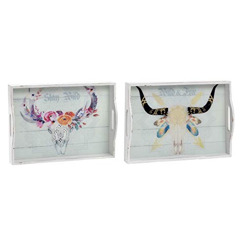 Pack 2 Bandeja de Madera Cristal Boho