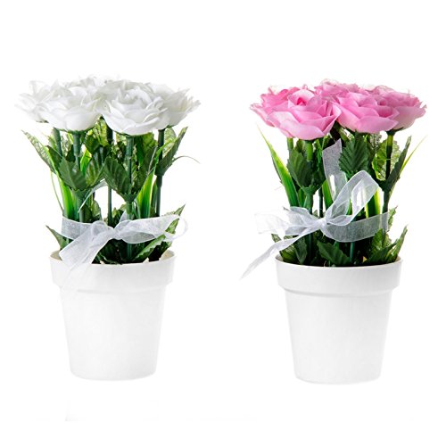 Pack 2 Plantas Rosas Poliester en Maceta de plastico