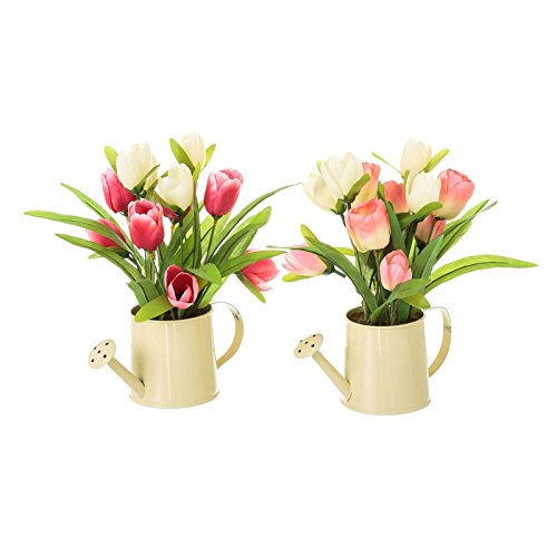 Pack 2 Planta artificial tulipan decorada maceta metal