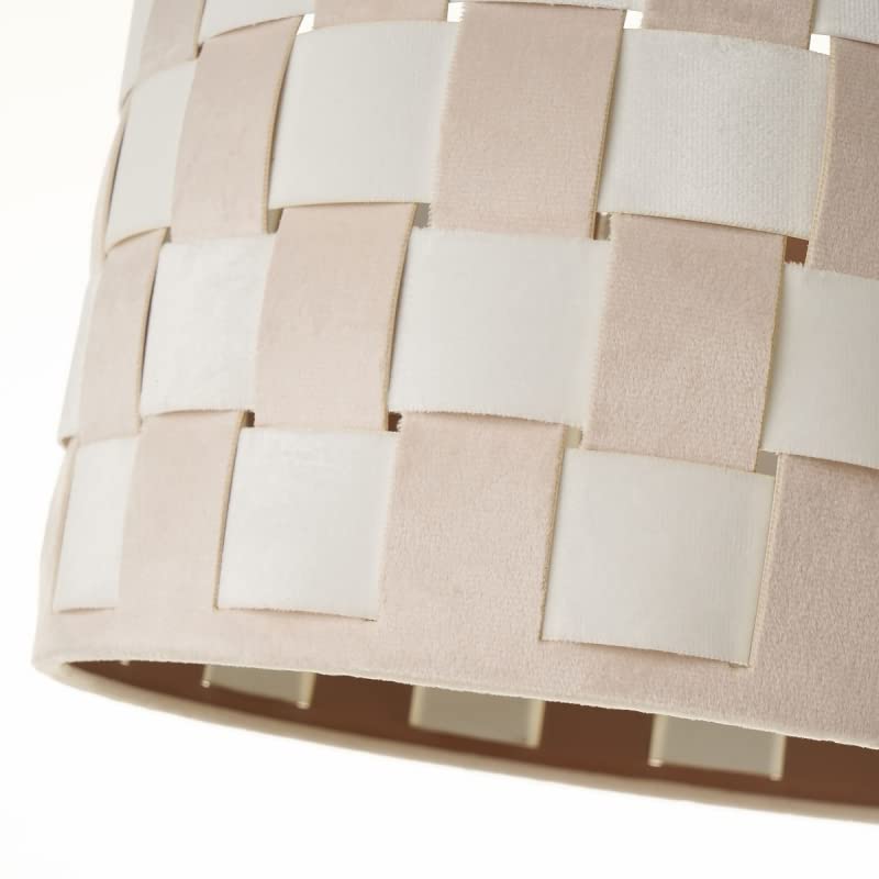 Lámpara de Techo Trenzada de Terciopelo y PVC Blanca y Gris de Ø 30x20 cm