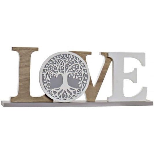 Letras decoración Cartel Sobremesa Arbol Madera 47x17,5x7 cm