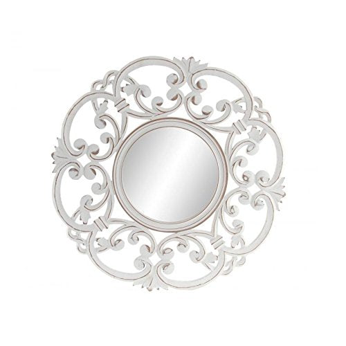 Mural Espejo Tallado de Madera Blanco 60 cm