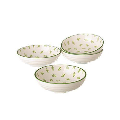 Pack 4 plato cactus verde mini porcelana