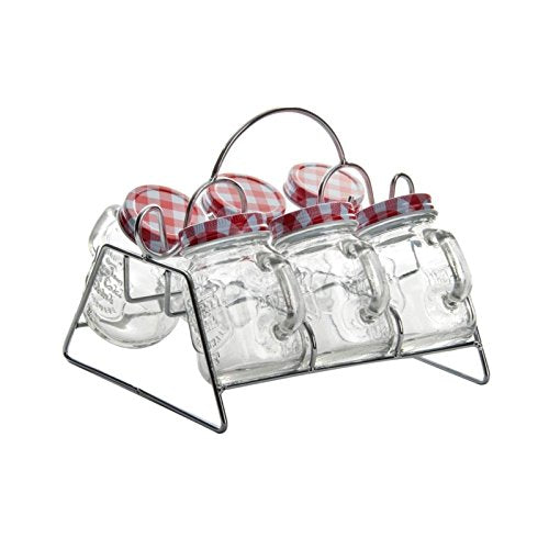 Especiero original 6 jarra vintage con soporte metático .