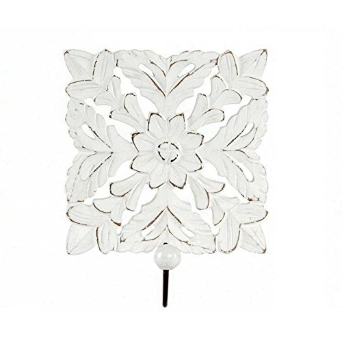 Perchero Pared Madera Tallada de 1 Colgador Blanco
