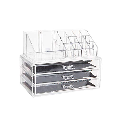 Organizador de Maquillaje, acrílico, Transparente, 3 bandejas para baño