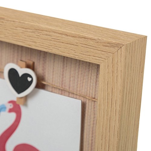 Portafotos con Pinzas Madera Natural para 3 Fotos 10x15cm