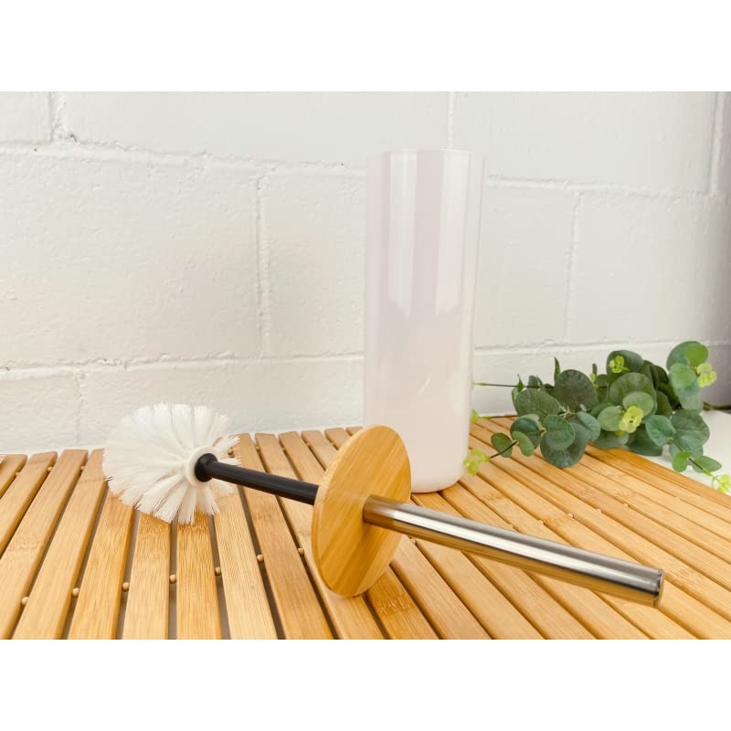Set Accesorios Baño de Bambú Estilo nordico Blanco