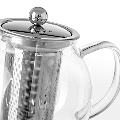 Tetera de 1 litro moderna transparente de cristal para cocina Basic