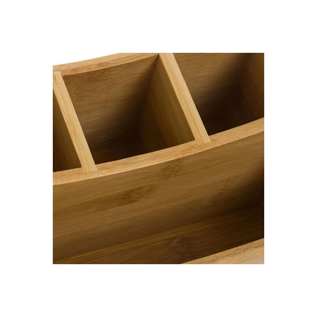 Cubertero portátil marrón rústico de bambú de 20x14x12 cm