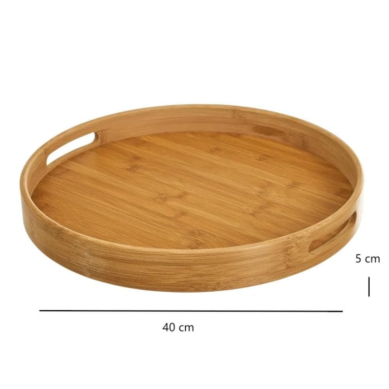 Bandeja de bambú con Asas, Bandeja Cocina de Servir, Bandeja para Desayuno, té, Mesa de café, Cama Decorativa