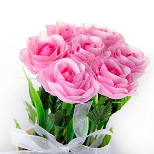 Pack 2 Plantas Rosas Poliester en Maceta de plastico