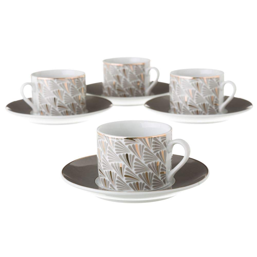 Tazas de té de Porcelana Grises clásicas para salón Factory - LOLAhome