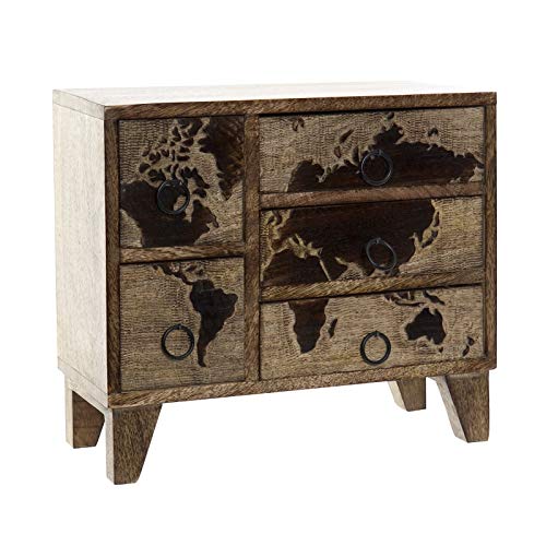 Joyero Organizador de 5 cajones Madera mapamundo