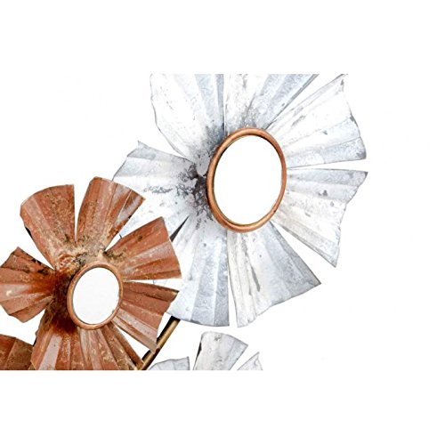 Mural de pared metal diseño flor plata 93x45 cm