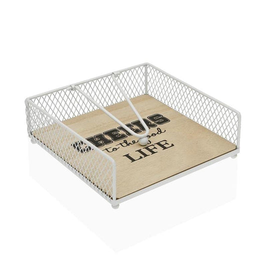 Servilletero Madera Metal Blanco para Cocina Fantasy