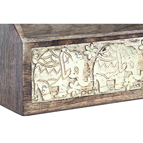 Organizador Cartas de Madera Mango Tallada decape Elefante
