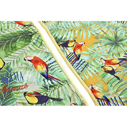 Juego de 2 tapete escurridor Microfibra Hojas Bahamas, 40x48 cm