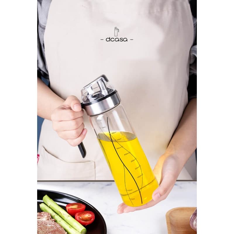 Aceitera Antigoteo de Cristal Borosilicato Tapón de Acero INOX con Tapa Que Se Abre Automatico para Cocina 550 ML