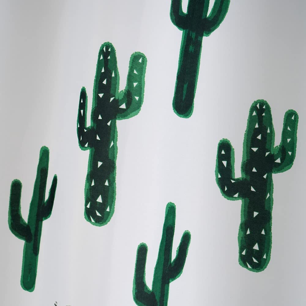 Cortina de baño de Cactus Blanca de poliéster de 180x200 cm
