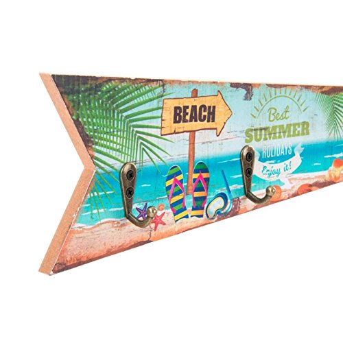 Set 4 Cuadro de Pared Madera Perchero Vintage Summer 30x10 cm
