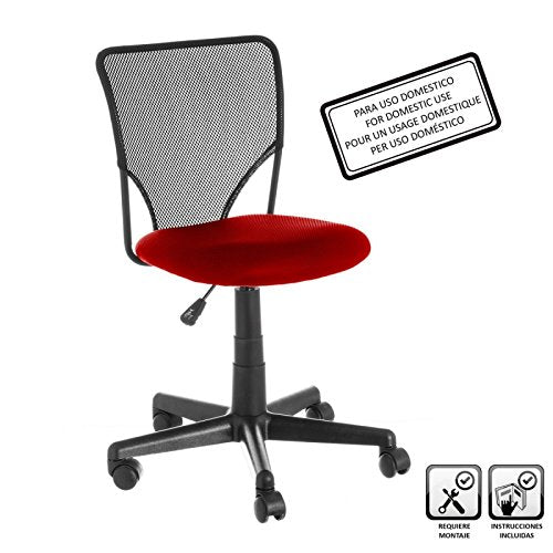 Silla Estudio con Rueda Nailon Negro/Rojo