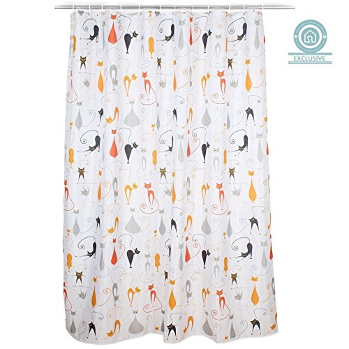 Cortina baño moderno diseño original "cats" 100% poliester 180 x 200 cm