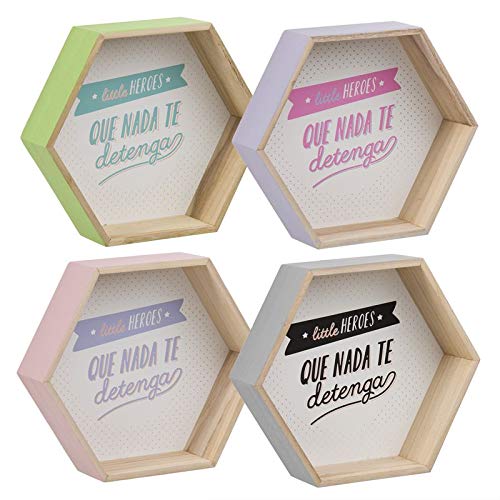 Set De 4 Estantes Madera Heroes 4M
