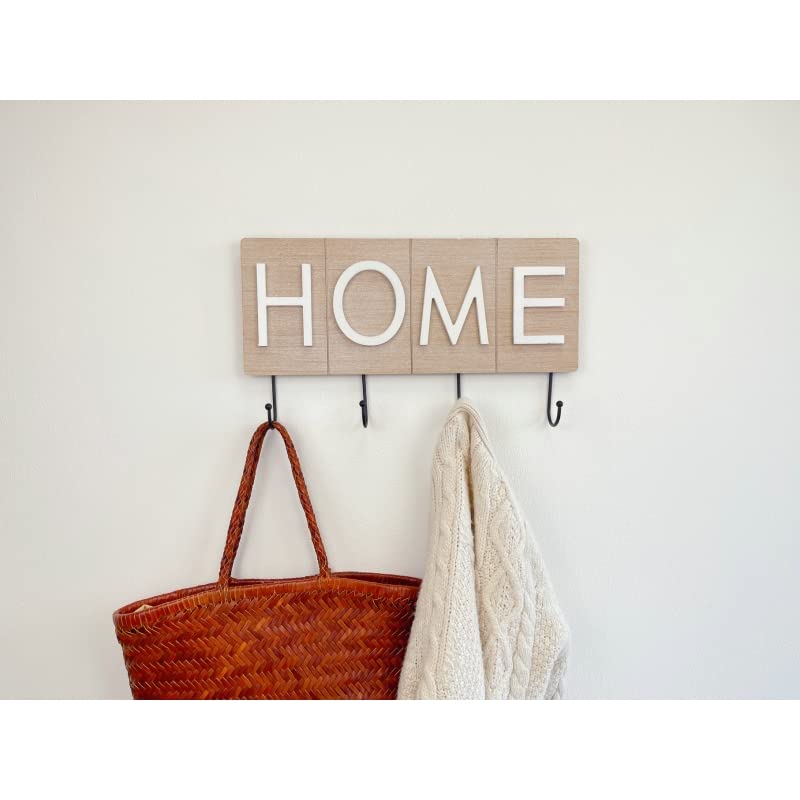 Perchero Pared de Madera Metal 6 colgadores Family